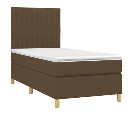 vidaXL Κρεβάτι Boxspring με Στρώμα Σκούρο Καφέ 90x190 εκ. Υφασμάτινο