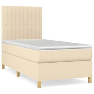 Box spring postel s matrací krémová 90x190 cm textil - obrázek 2