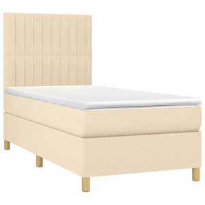Box spring postel s matrací krémová 90x190 cm textil - obrázek 3