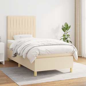 Box spring postel s matrací krémová 90x190 cm textil - obrázek 1