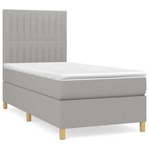 Box spring postel s matrací světle šedý 100 x 200 cm textil - obrázek 2