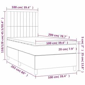 Box spring postel s matrací světle šedý 100 x 200 cm textil - obrázek 6