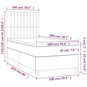 Box spring postelja z vzmetnico črna 100x200 cm blago - slika 6