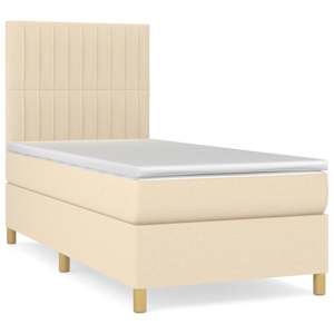 Box spring postel s matrací krémová 100 x 200 cm textil - obrázek 2