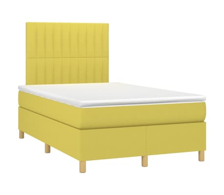 vidaXL Lova su spyruoklėmis ir čiužiniu, žalia, 120x200 cm, audinys