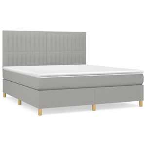 Box spring postelja z vzmetnico svetlo siva 160x200 cm žamet - slika 2
