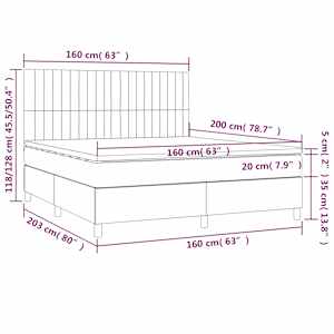 Box spring postel s matrací tmavě šedá 160x200 cm textil - obrázek 6