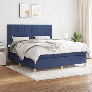 Box spring postel s matrací modrá 160x200 cm textil - obrázek 1
