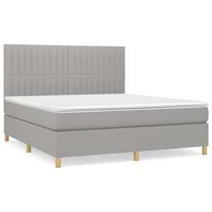 Box spring postel s matrací světle šedá 180 x 200 cm textil - obrázek 2