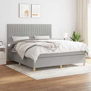 Box spring postel s matrací světle šedá 180 x 200 cm textil - obrázek 1