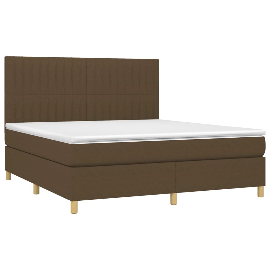 vidaXL Boxspring met matras stof donkerbruin 180x200 cm afbeelding