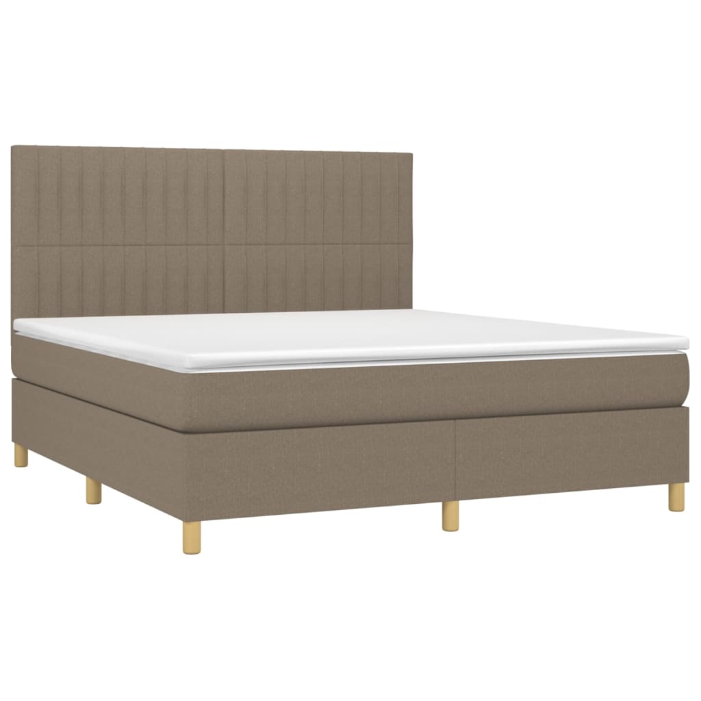 vidaXL Boxspring met matras stof taupe 180x200 cm afbeelding