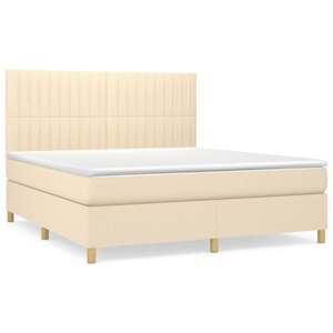 Box spring postel s matrací krémová 180x200 cm textil - obrázek 2