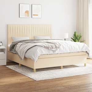 Box spring postelja z vzmetnico krem 180x200 cm blago