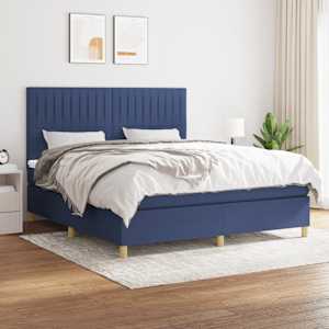 Box spring postel s matrací modrá 180x200 cm textil - obrázek 1