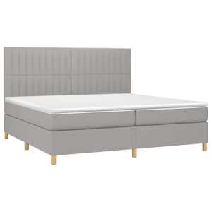 Box spring postel s matrací světle šedá 200 x 200 cm textil - obrázek 3