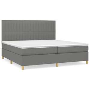 Box spring postelja z vzmetnico temno siva 200x200 cm blago - slika 2