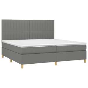Box spring postelja z vzmetnico temno siva 200x200 cm blago - slika 3