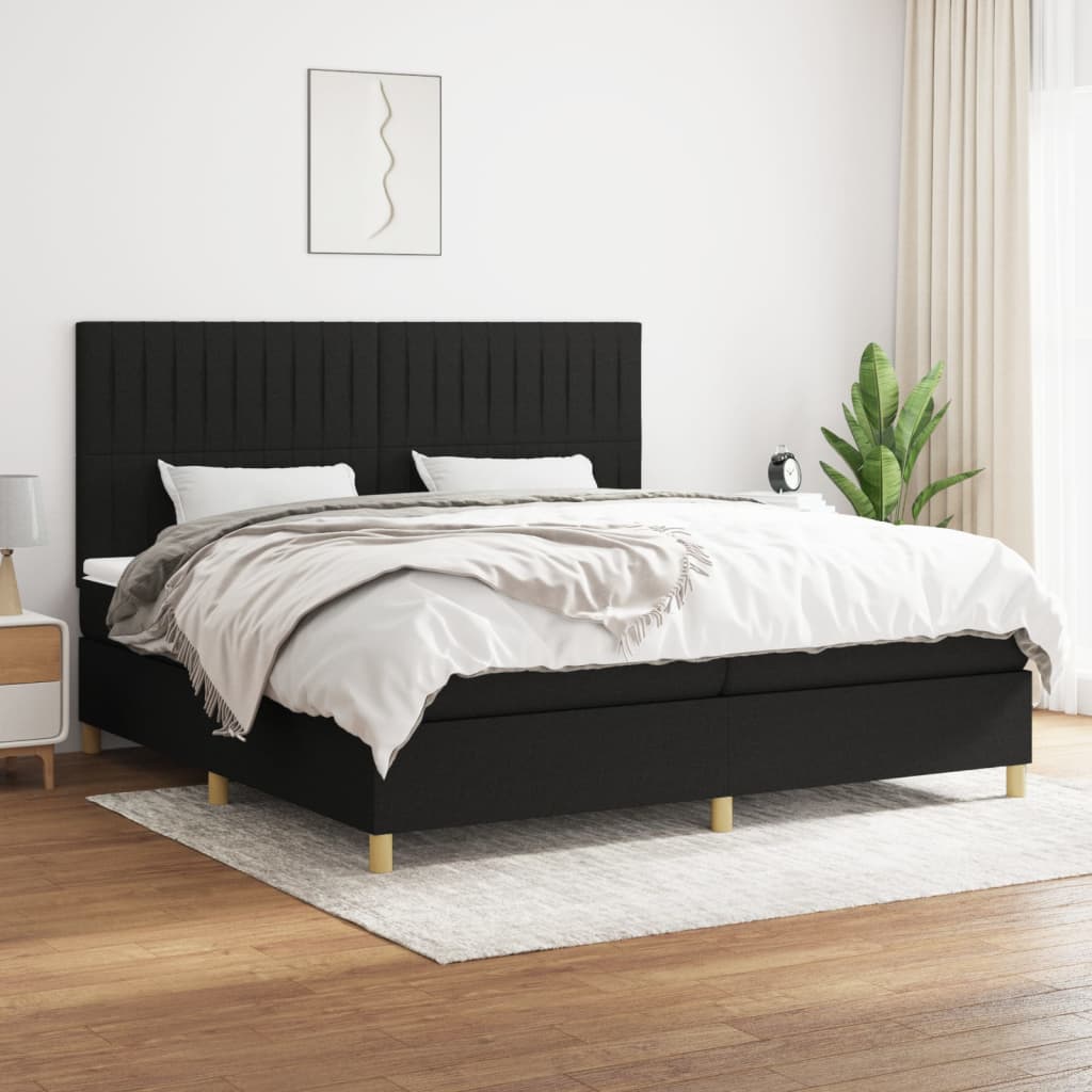 vidaXL Boxspringbett mit Matratze Schwarz 200x200 cm Stoff