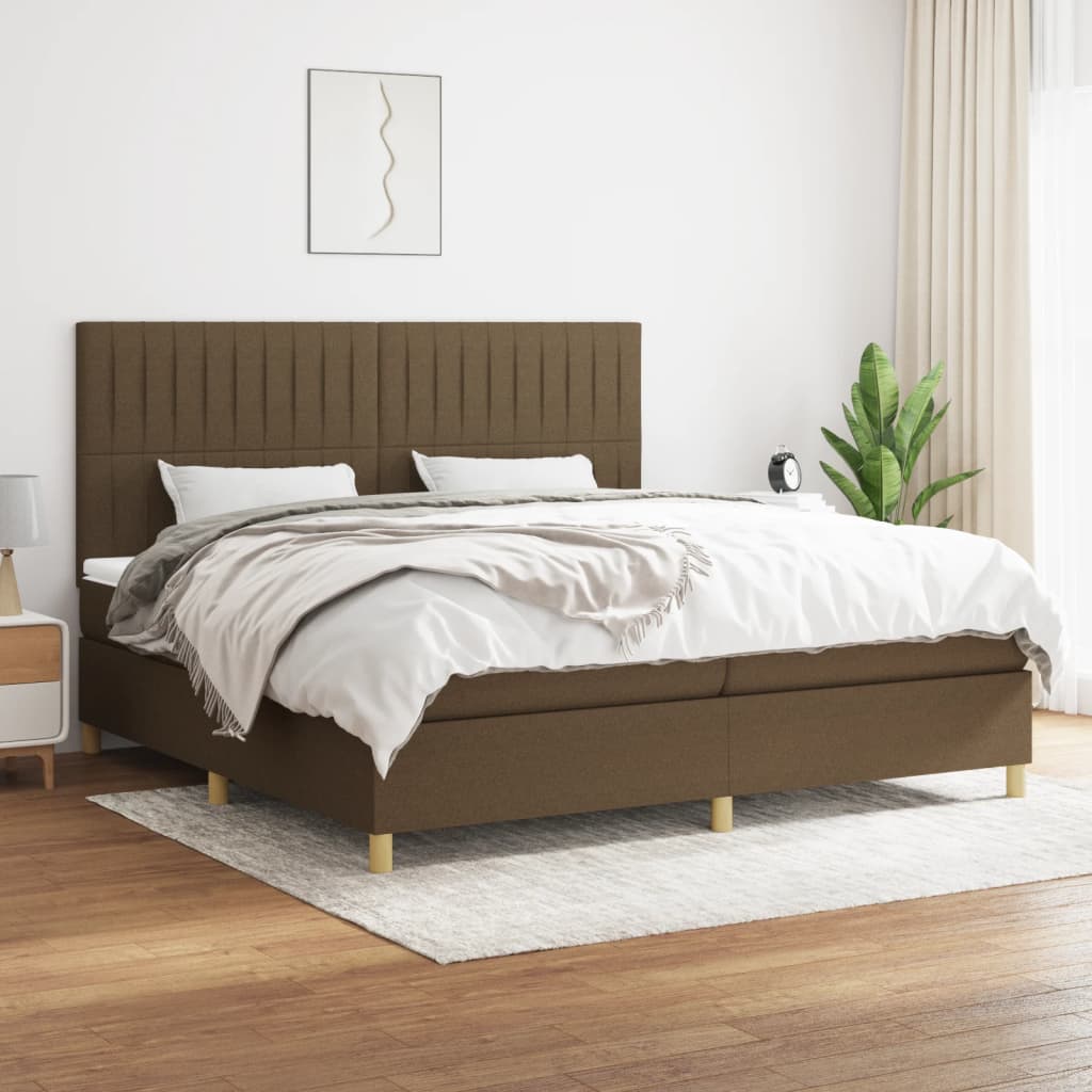 Box spring postel s matrací tmavě hnědá 200x200 cm textil