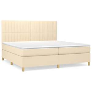 Box spring postel s matrací krémová 200x200 cm textil - obrázek 2