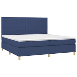 Box spring postel s matrací modrá 200x200 cm textil - obrázek 3