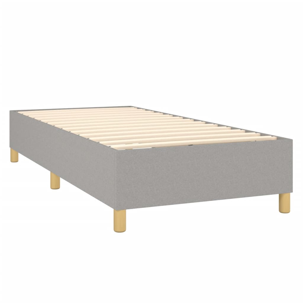 Világosszürke szövet rugós ágy matraccal 80 x 200 cm 