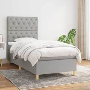 Box spring postel s matrací světle šedá 80 x 200 cm textil - obrázek 1