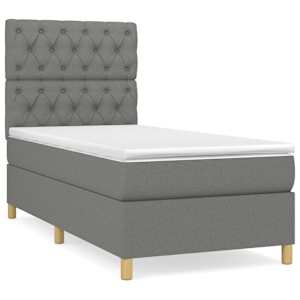 Box spring postel s matrací tmavě šedá 80 x 200 cm textil - obrázek 2