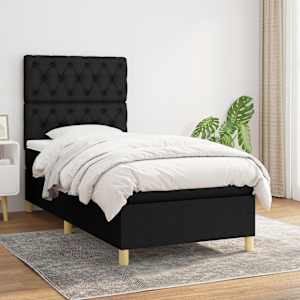 Box spring postel s matrací černá 80 x 200 cm textil - obrázek 1