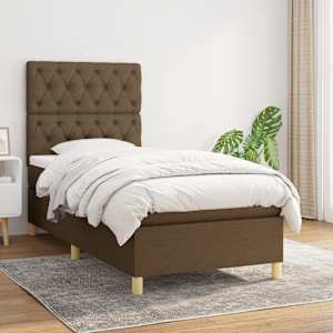 Box spring postel s matrací tmavě hnědá 80x200 cm textil - obrázek 1