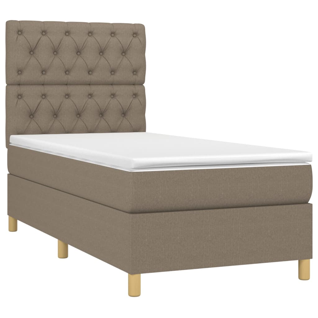 vidaXL Cama box spring con colchón tela gris taupe 80x200 cm