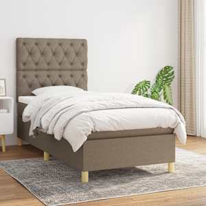 Box spring postelja z vzmetnico taupe 80x200 cm blago