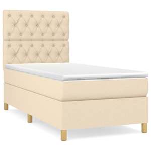 Box spring postel s matrací krémová 80 x 200 cm textil - obrázek 2