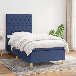 Box spring postel s matrací modrá 80x200 cm textil - obrázek 1