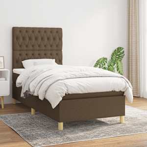 Box spring postel s matrací tmavě hnědá 90x190 cm textil - obrázek 1