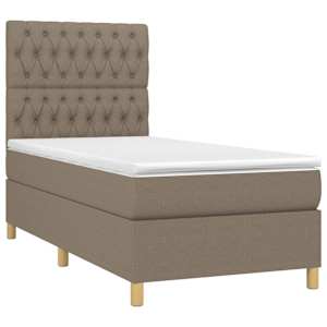 Box spring postelja z vzmetnico taupe 90x200 cm blago - slika 3