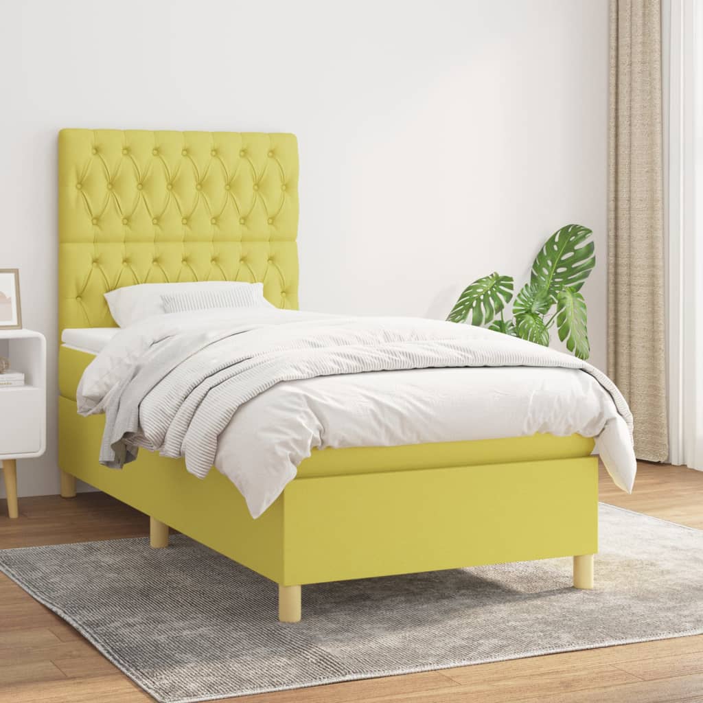 Box spring postel s matrací zelená 90x200 cm textil