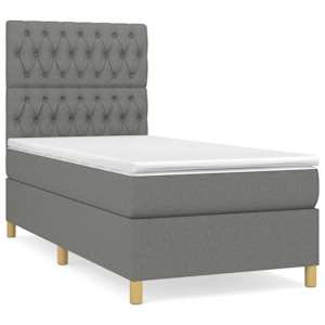 Box spring postel s matrací tmavě šedá 100 x 200 cm textil - obrázek 2