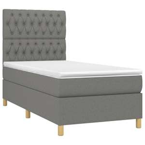 Box spring postel s matrací tmavě šedá 100 x 200 cm textil - obrázek 3