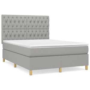 Box spring postel s matrací světle šedá 140 x 190 cm textil - obrázek 2