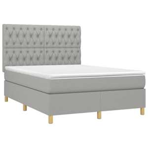 Box spring postel s matrací světle šedá 140 x 190 cm textil - obrázek 3
