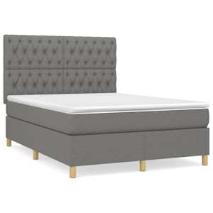Box spring postel s matrací tmavě šedá 140x200 cm textil - obrázek 2