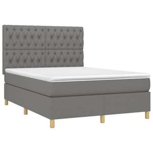 Box spring postel s matrací tmavě šedá 140x200 cm textil - obrázek 3