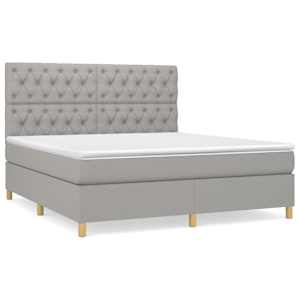 Box spring postel s matrací světle šedá 160 x 200 cm textil - obrázek 2