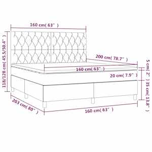 Box spring postelja z vzmetnico svetlo siva 160x200 cm žamet - slika 6