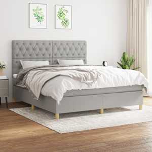 Box spring postel s matrací světle šedá 160 x 200 cm textil - obrázek 1