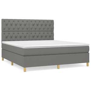 Box spring postel s matrací tmavě šedá 160x200 cm textil - obrázek 2