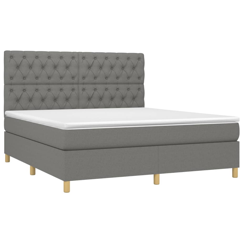 Thumbnail - vidaXL Boxspringbett mit Matratze Dunkelgrau 160x200 cm Stoff