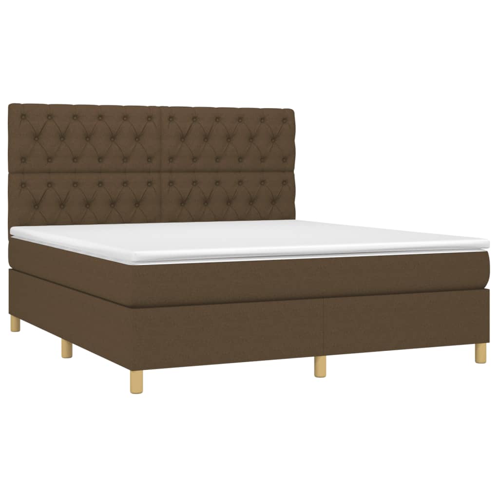 vidaXL Boxspring met matras stof donkerbruin 160x200 cm afbeelding
